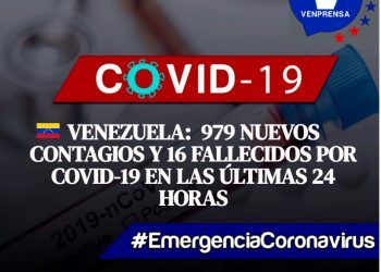 Venezuela: 979 nuevos contagios y 16 fallecidos por COVID-19 en las últimas 24 horas