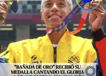 Tokio 2020: «Baño de Oro», la Reina del salto triple Yulimar Rojas recibió su medalla cantando el Gloria al Bravo Pueblo