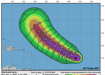 Florida: Huracán Larry con ALERTA se intensifica y podría convertirse en categoría 4