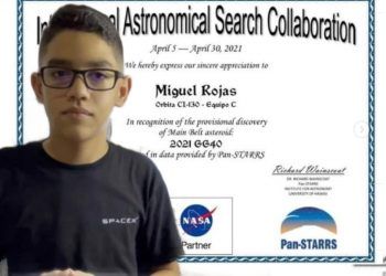 Miguel Rojas el niño que la Nasa certificó tras descubrir un asteroide que orbita entre Marte y Júpiter