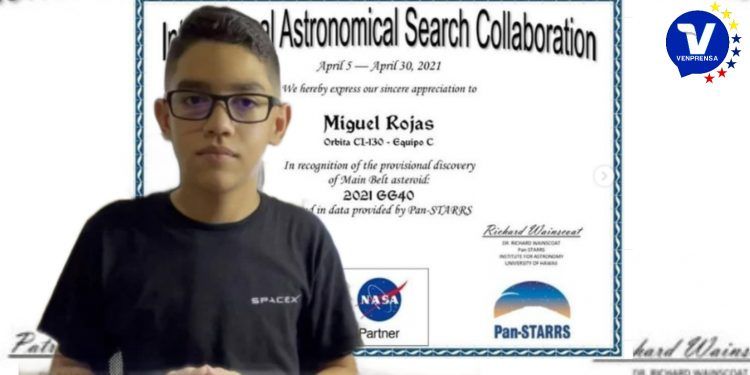 Miguel Rojas el niño que la Nasa certificó tras descubrir un asteroide que orbita entre Marte y Júpiter