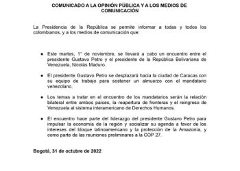 Presidencia de Colombia informa que Gustavo Petro se reunirá mañana con Nicolás Maduro en Caracas