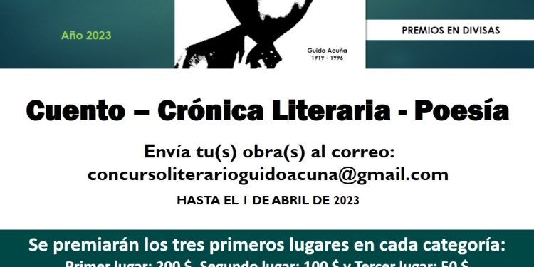 Abierta la convocatoria para el Concurso Literario Guido Acuña, que este año celebra su tercera edición