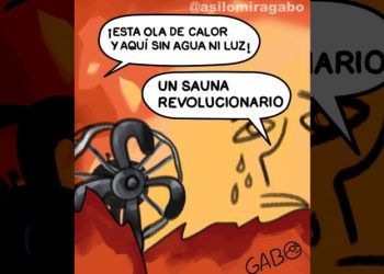La Caricatura de Así Lo Mira Gabo de esta semana: «¡Esta ola de calor y aquí sin agua ni luz!»…