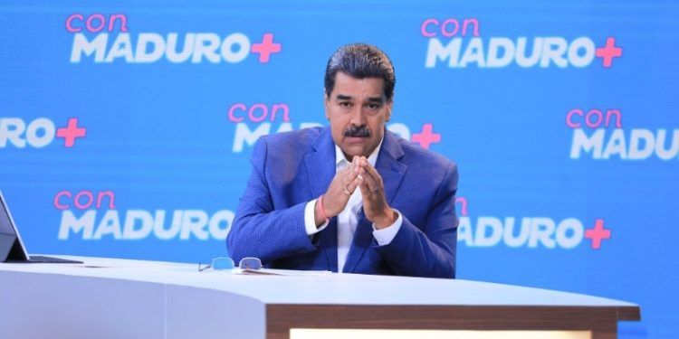 El presidente Nicolás Maduro durante la transmisión de su programa semanal.