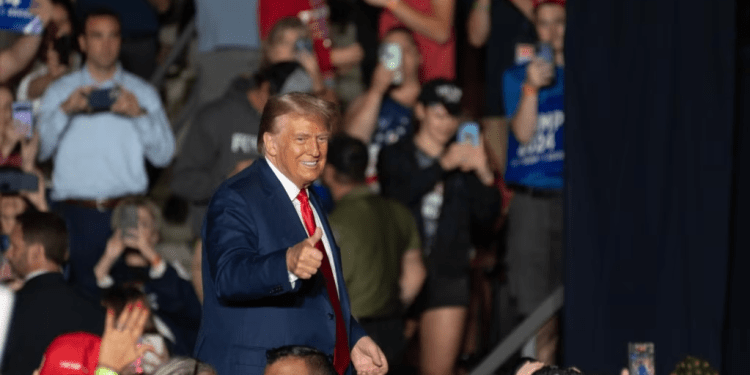 El expresidente de EEUU, Donald Trump, durante un acto de campaña en Erie, Pensilvania, el 29 de julio de 2023.