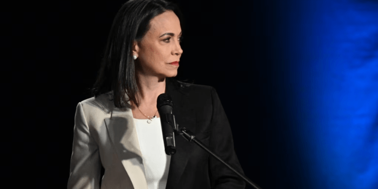 María Corina Machado, candidata de Vente Venezuela en la primaria presidencial opositora, participa en el debate con otros 7 postulados realizado el pasado 12 de julio en la Universidad Católica Andrés Bello.