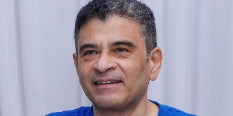 El obispo Rolando Álvarez mostrado el sábado 25 de marzo en una cárcel en Managua. [Foto: Redes sociales]
