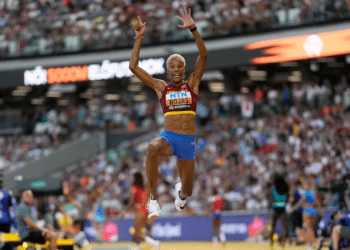 La atleta venezolana Yulimar Rojas durante el Mundial de Atletismo en Budapest.