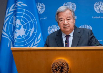 El secretario general de las Naciones Unidas, Antonio Guterres, durante una conferencia de prensa en la sede de la ONU, el 9 de octubre de 2023. (Foto AP/Craig Ruttle)