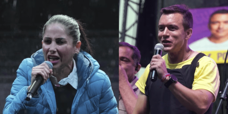 Los candidatos presidenciales de Ecuador, Luisa González y Daniel Noboa, cerraron con extremas medidas de seguridad sus campañas el pasado jueves. [Fotocomposición VOA con imágenes de AP]