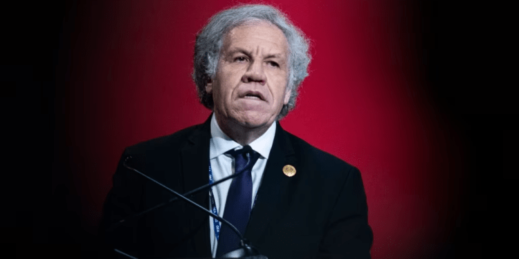 Luis Almagro, secretario de la OEA, habla durante la apertura de la asamblea anual de la organización en Lima, Perú, el 5 de octubre pasado. Almagro fue duramente criticado este jueves por los delegados jefe de las negociaciones facilitadas por Noruega.