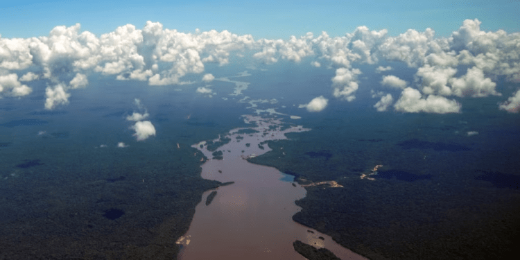 Vista aérea del río Esequibo.