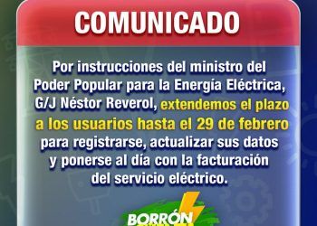 Corpoelec anuncia extención del Plan Borrón y Cuenta Nueva hasta el 29 de febrero