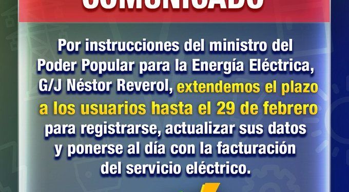 Corpoelec anuncia extención del Plan Borrón y Cuenta Nueva hasta el 29 de febrero