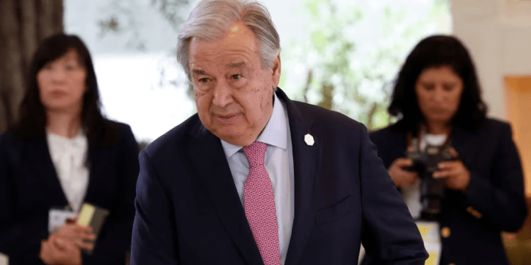 Fotografía de archivo del secretario general de la ONU, Antonio Guterres, en un foro como parte de las reuniones del G7 en Italia, el 14 de junio de 2024.