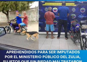 Zulia: Dos sujetos son detenidos tras arrastrar a un perro amarrado a una moto