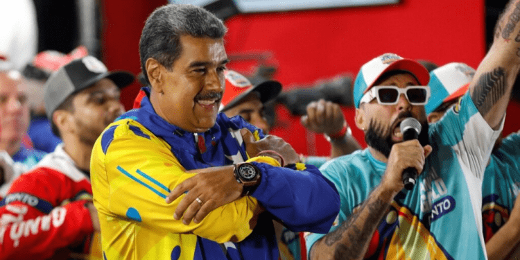 El presidente venezolano, Nicolás Maduro, celebra tras las elecciones presidenciales en Caracas, Venezuela, el 29 de julio de 2024.