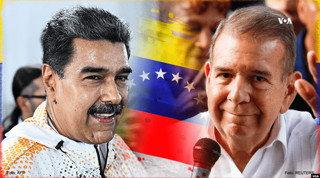 La intención de voto en las elecciones presidenciales en Venezuela se centra en el mandatario y aspirante oficialista Nicolás Maduro y el candidato opositor Edmundo González Urrutia.