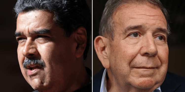 Combinación de fotografías de los candidatos presidenciales Nicolás Maduro, del oficialismo, y Edmundo González Urrutia, de la oposición, en Venezuela.