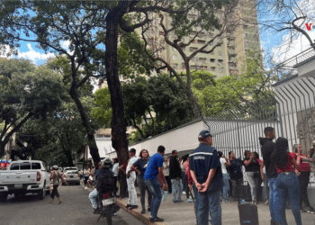 Electores en fila esperan para participar en el simulacro de los comicios presidenciales del 28 de junio.