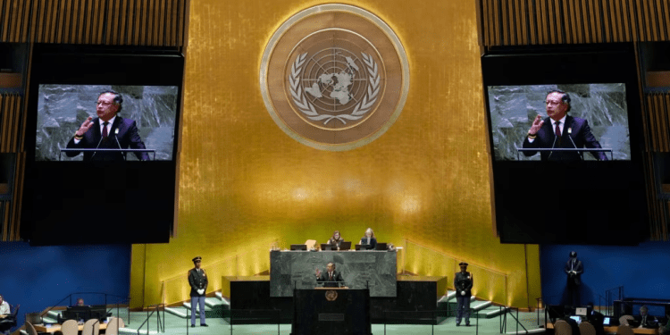 El presidente de Colombia, Gustavo Petro, se dirige a la 79ª sesión de la Asamblea General de las Naciones Unidas, el 24 de septiembre de 2024.
