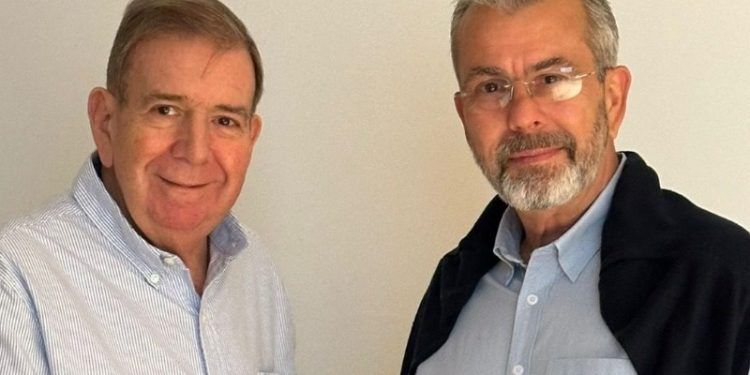 Edmundo González y el rector Juan Carlos Delpino reunidos