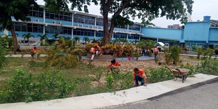 Limpian áreas verdes del Hospital Dr. Adolfo Prince Lara en Puerto Cabello