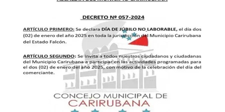 Falcón | Declaran No Laborable el 02 de enero en Carirubana por Día del Comerciante