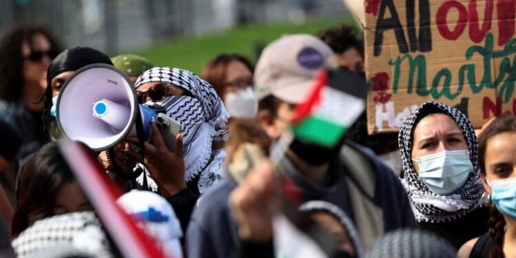 FILE PHOTO: Demonstration on the one-year anniversary of Hamas' October 7 attack, in New York City