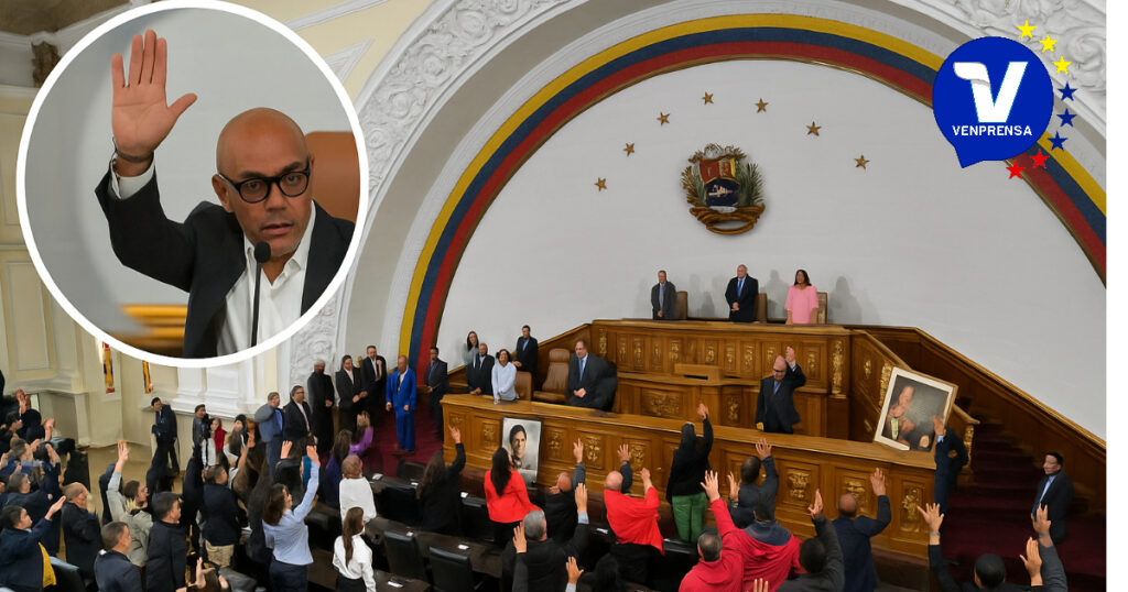 ARCHIVO: Imágen composición de la Asamblea Nacional de Venezuela durante una votación impulsada por su presidente Jorge Rodríguez.