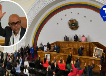 ARCHIVO: Imágen composición de la Asamblea Nacional de Venezuela durante una votación impulsada por su presidente Jorge Rodríguez.