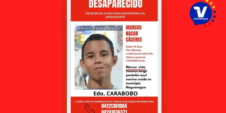 Servicio Público | Ayúdanos a encontrar a Marcos Nacar Cáceres desaparecido en Naguanagua
